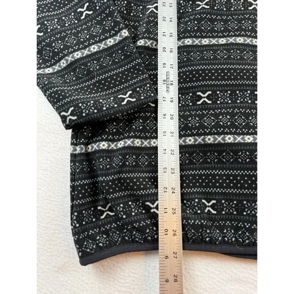 Jachs Cabin Fair Isle 1/4 Snap Pullover Black White Women's Size L EUC Cozy - Picture 6 of 12